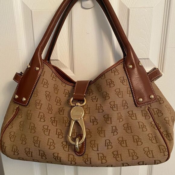 Dooney & Bourke Handbags - Vintage dooney and Bourke  Belvedere leather and canvas tote purse bag
